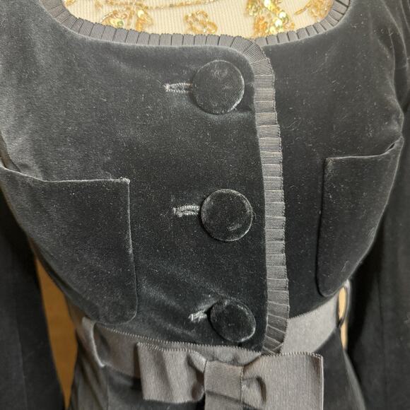 Vintage Gemma Kahng Bergdorf Goodman Black Velvet Bow Blazer Jacket Sz 8 - Picture 2 of 13